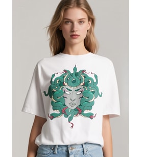 MEDUSA OVERSİZE UNİSEX T-SHİRT (Beyaz)