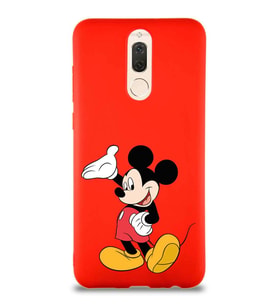 Huawei Mate 10 Lite Soft Premier Kapak Mickey Mouse-C Tasarımlı Silikon Kılıf - Kırmızı (Şeffaf)