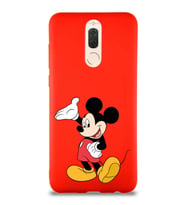 Huawei Mate 10 Lite Soft Premier Kapak Mickey Mouse-C Tasarımlı Silikon Kılıf - Kırmızı (Şeffaf)