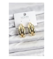 Mey İthalat® Gold Renk Pirinç Yarım Halka Model Kadın Küpe