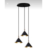 Dylight Derin Siyah Metal Dekoratif 3 lü Rustik Sarkıt Avize Çap:30 cm