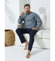 Kly 9243 Uzun Kol 0 Yaka 4 Mevsim Erkek Pijama Takımı