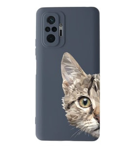 Xiaomi Redmi Note 10 Pro Uyumlu Lansman Kılıf Catface Tasarımlı İçi Kadife Kapak-Petrol Mavisi (Şeffaf)