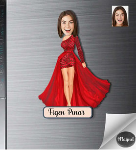 Kişiye Özel Kadın Ahşap Magnet -13