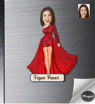 Kişiye Özel Kadın Ahşap Magnet -13