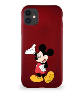 Apple iPhone 11 Soft Premier Kapak Mickey Mouse-C Tasarımlı Silikon Kılıf - Mürdüm (Şeffaf)