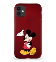 Apple iPhone 11 Soft Premier Kapak Mickey Mouse-C Tasarımlı Silikon Kılıf - Mürdüm (Şeffaf)