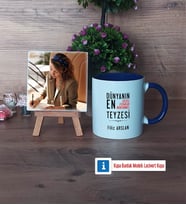 Teyzeye Hediye Fotoğraflı Dekoratif Taş, Kupa Bardak Beyaz Hediye (Model 3)
