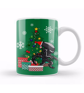 Alien Xenomorph Around The Christmas Tree Kupa Bardak Porselen