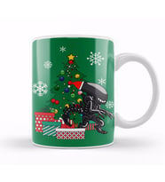 Alien Xenomorph Around The Christmas Tree Kupa Bardak Porselen