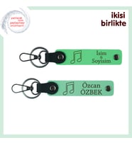 Müziksever Aileye Ortak Kullanıma Uygun Hediye, Kişisel Deri Anahtarlık Takımı, F Yeşil-Açık Yeşil