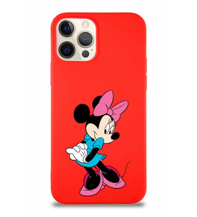 Apple iPhone 12 Pro Soft Premier Kapak Minnie Mouse-F Tasarımlı Silikon Kılıf - Kırmızı (Şeffaf)