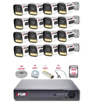 FURY 16 Kameralı Set Full HD Gece Renkli Görüş-Cepten İzle-Su Geçirmez Güvenlik Kamerası Seti 320GB