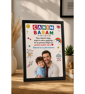Canım Babam Kişiye Özel Fotoğraflı Çerçeve Babaya Hediye Duygusal Anlamlı Hatıra Hediyesi Sevgisiyle