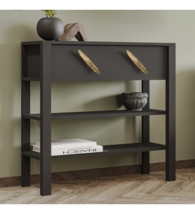 İnarch Dizayn Henric 90 cm Tek Kapaklı Modern Dresuar – Raflı Konsol & Antre Dolabı (Antrasit)