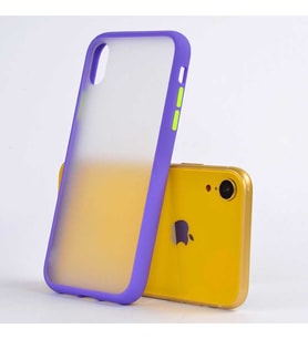 Apple iPhone XR 6.1 Kılıf Zore Fri Mat Yüzey Renkli Kenar Kılıf (Mor)