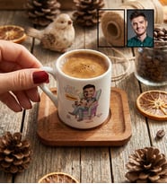 Kişiye Özel Karikatürlü Cat Dad Kedi Babası Türk Kahvesi Fincanı Babalar Günü Hediyesi