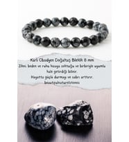 Karlı Obsidyen Doğaltaş Bileklik 8 Mm ( Taş Hediyeli )(negatif Duygu, His Ve Enerjiye Karşı Kalkan )