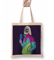 Pop Art Akgezen Tasarım Bez Çanta Uzun Saplı
