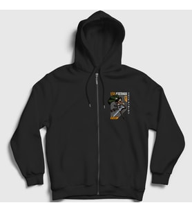 Presmono Unisex Siyah Levi Fan Anime Attack On Titan Fermuarlı Kapüşonlu Sweatshirt 125760tt
