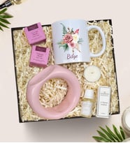Kişiye Özel Baskılı Kupa & Buhardanlık & Buhardanlık Esansı & Teashop 2'li Bitki Çayı & Mum Hediye Seti