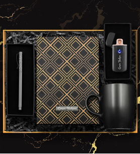 Kişiye Özel Dokunmatik Siyah USB Çakmak & Roller Kalem & Siyah Defter & Siyah Kupa Premium Hediye Seti