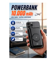 10.000 mAh Dijital Göstergeli Hızlı Şarj Taşınabilir Powerbank Çoklu Bağlantı Noktalı