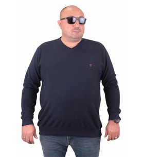 Starbattal Büyük Beden Selanik V Yaka Classic Sweat 23201 LACIVERT