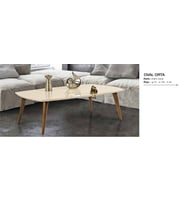 Orta Sehpa 18264 OSM OVAL Model Ceviz Krem Ahşap Kayın torna Retro ayak El Yapım