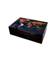 PremiumQuality Siyah Harita Desenli Sedir Humidor Puro Kutusu