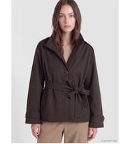 LCW Modest Kahverengi Dik Yaka Kuşaklı Oversize Kadın Trençkot
