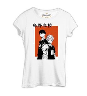 Haikyuu! Karasuno KageHina Beyaz Kadın Tshirt