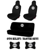 Fiat Uyumlu Oto Koltuk Kılıfı Takım + Fiat Oto Boyun Yastığı 2'li Set