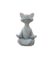 Dekoratif Yoga Yapan Kedi Biblo Meditasyon Kedi Heykeli Ev Dekoru (Gri)