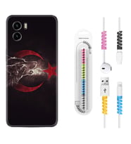 Vivo Y15S Y32 Y33S Y51 Y53S Kılıf Kablo Koruma Spiral Silikon Kurt ve Ay Yıldız 1403