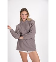 CHUBA Kadın Gri Kapüşonlu Oversize Outdoor Retro Polar Hoodie 22WK299