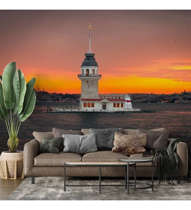 İstanbul Günbatımı Kızkulesi Manzaralı Duvar Kağıdı