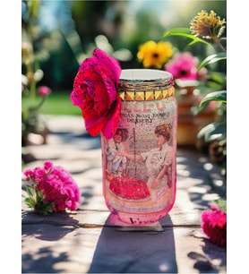 Rose Life Led ışıklı tasarım kavanoz