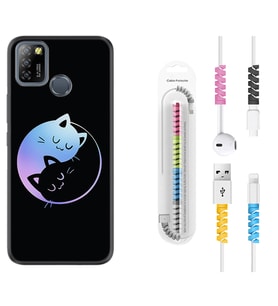 INFINIX Smart 4 5 6 Zero 8 S5 Pro Kılıf Kablo Koruma Spiral Silikon Love Cats 1604