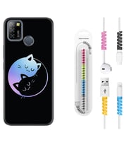 INFINIX Smart 4 5 6 Zero 8 S5 Pro Kılıf Kablo Koruma Spiral Silikon Love Cats 1604
