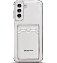 Teknomoda Samsung Galaxy S21 PLUS Kılıf Kartlıklı Anti Şok Korumalı Şeffaf Silikon Füme Koyu Şeffaf