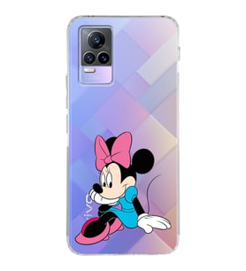 Vivo Y73 Uyumlu Kamera Korumalı Kapak Minnie Mouse Tasarımlı Şeffaf Silikon Kılıf