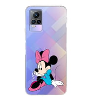 Vivo Y73 Uyumlu Kamera Korumalı Kapak Minnie Mouse Tasarımlı Şeffaf Silikon Kılıf