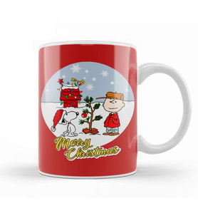 Yılbaşı Yeni Yıl Konseptli Charlie Brown And Snoopy Merry Christmas Kupa Bardak Porselen