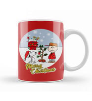 Yılbaşı Yeni Yıl Konseptli Charlie Brown And Snoopy Merry Christmas Kupa Bardak Porselen