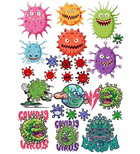 Virüs Sticker Set-2 15 Parça Telefon, Tablet, Defter, Laptop Sticker