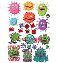 Virüs Sticker Set-2 15 Parça Telefon, Tablet, Defter, Laptop Sticker