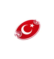 Türkiye Bayraklı Kırmızı Oval Vantuzlu Pleksi Cam Süsü Beyaz 13x8cm