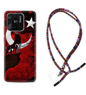 Xiaomi Redmi Note 7 8 9 Pro 10 2022 10 Pro 10S Kılıf Boyun Asklı Rasta Silikon Wolf and Moon 2 1381