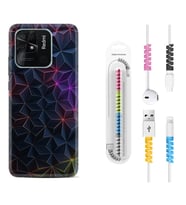 Xiaomi Poco X3 Pro M4 Pro X4 Pro C40 10C Kılıf Kablo Koruma Spiral Silikon Renkli Prizmalar 1783